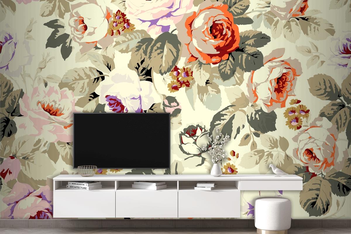 Flowers Repeat Pattern Design Wallpaper Mural