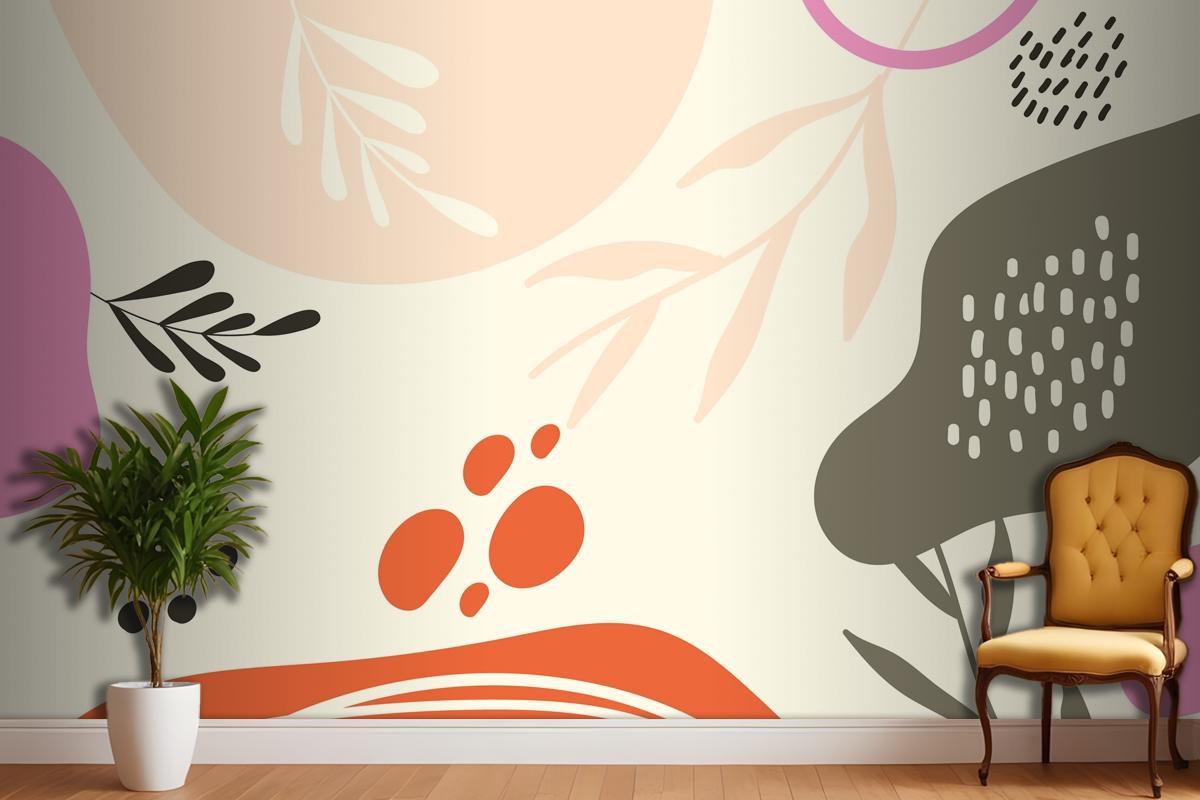 Hand Drawn Flat Design Abstract Doodle Living Room Wallpaper Mural