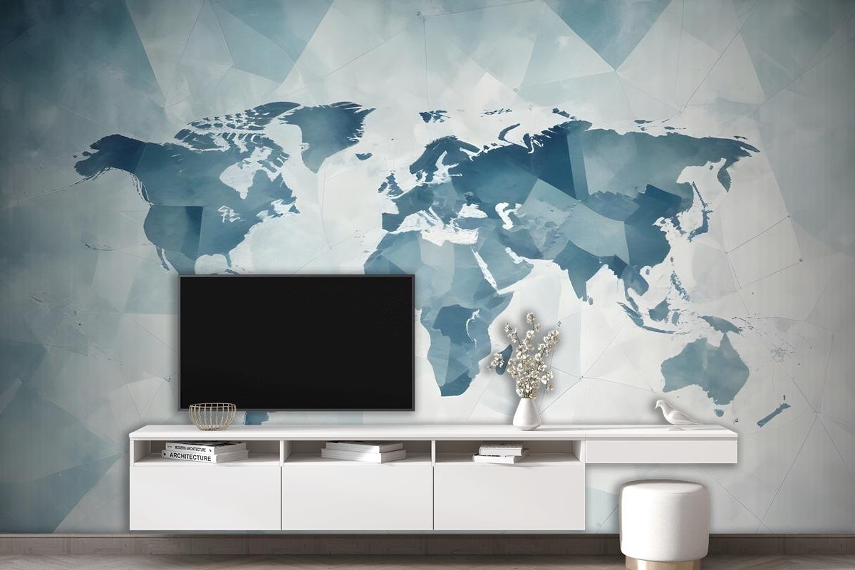 Abstract Map With Geometric Line Wallpaper Mural