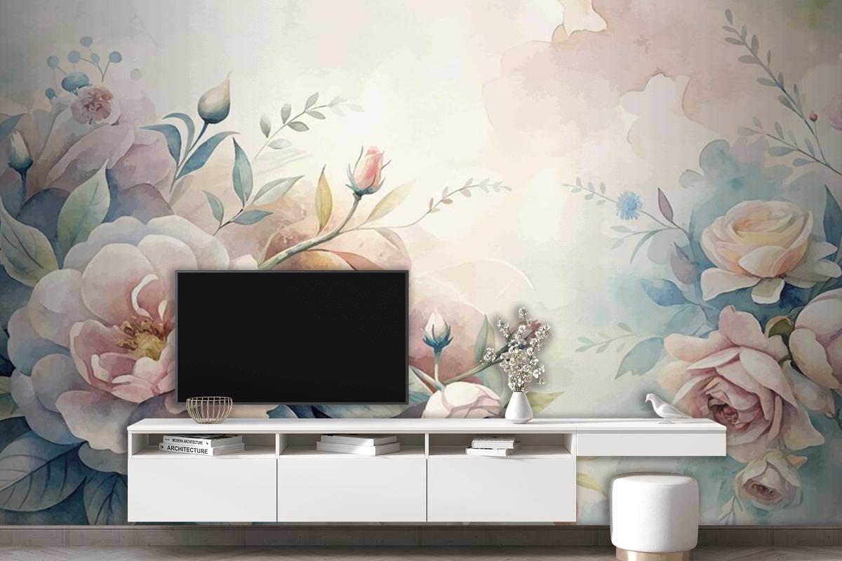 Beautiful Watercolor Flower Background Wallpaper Mural