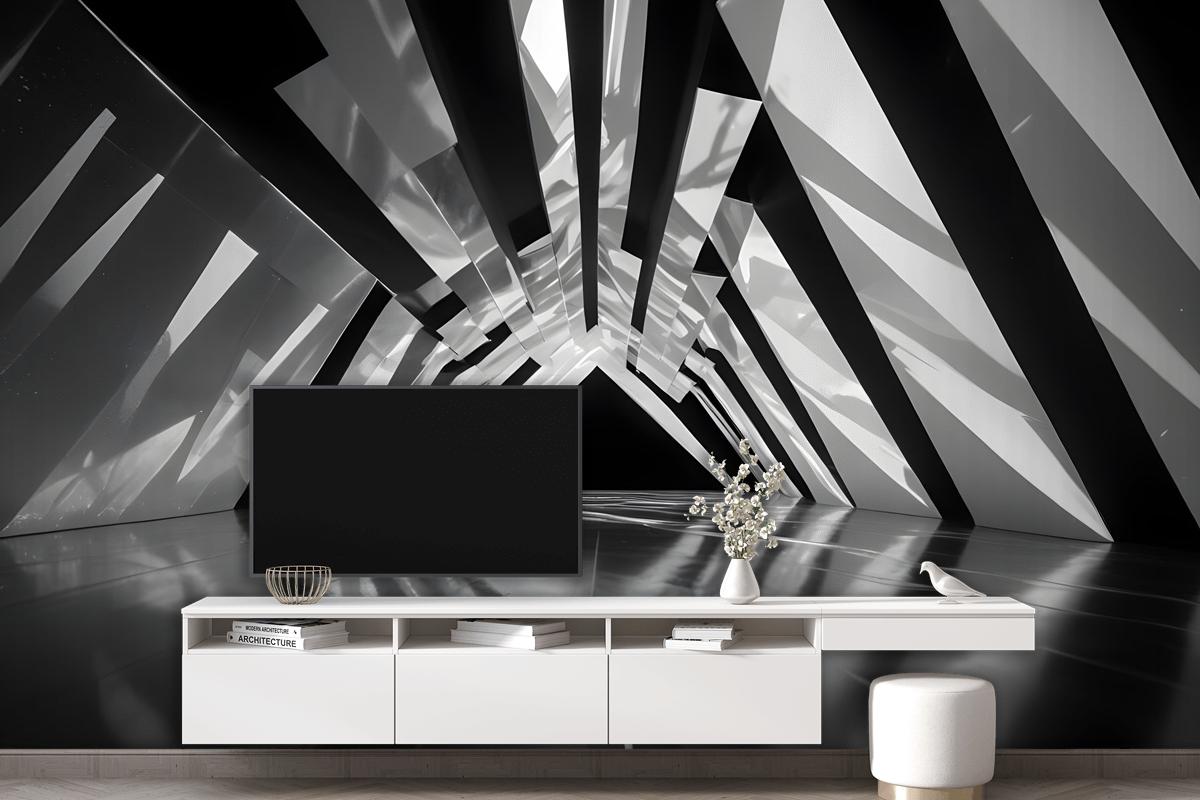 Black And White Architectural Iridescent Style Wallpaper Mural
