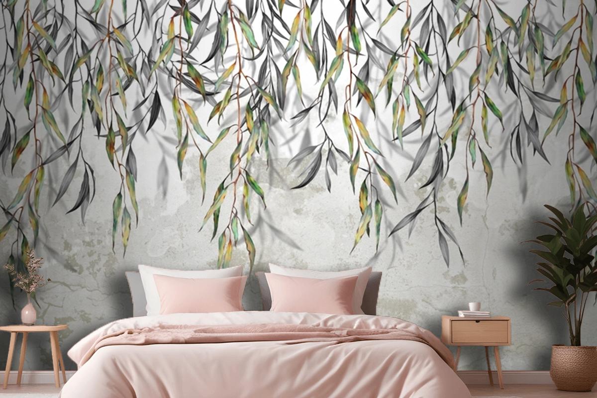 Branches Hang From Above In The Background Bedroom Wallpaper Mural