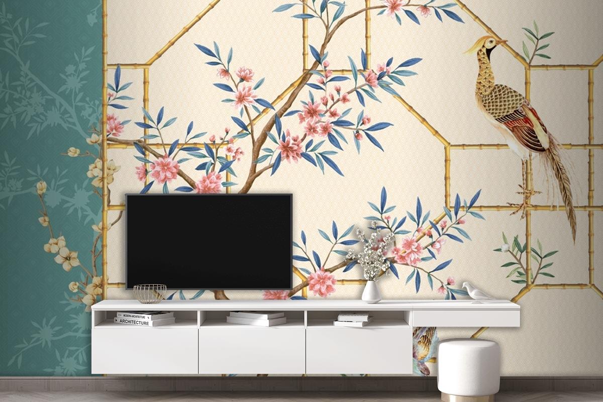 Watercolor Handpainted Rose Peony Flower Abstract Wallpaper Mural