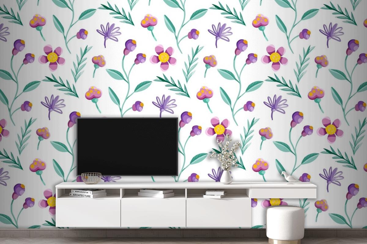 Colorful Floral Pattern Wallpaper Mural