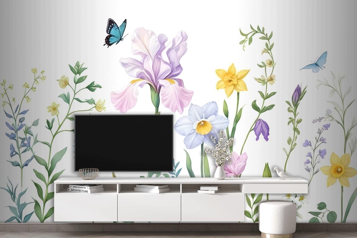 Colorful Flower Garden Bedroom Wallpaper Mural