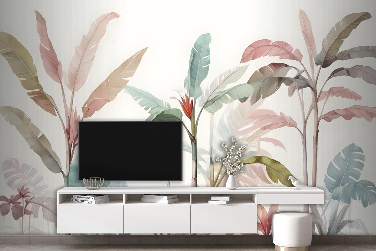 Colorful Tropical Banana Tree Wallpaper Mural