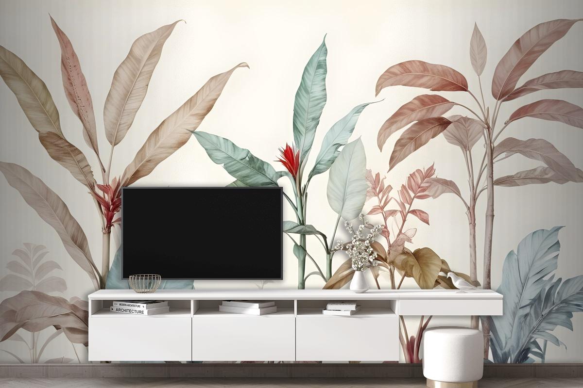 Colorful Tropical Banana Tree Bedroom Wallpaper Mural