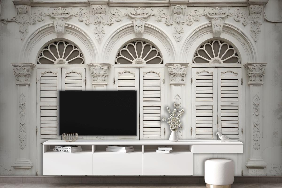 Faux Window Shutter Wallpaper Mural