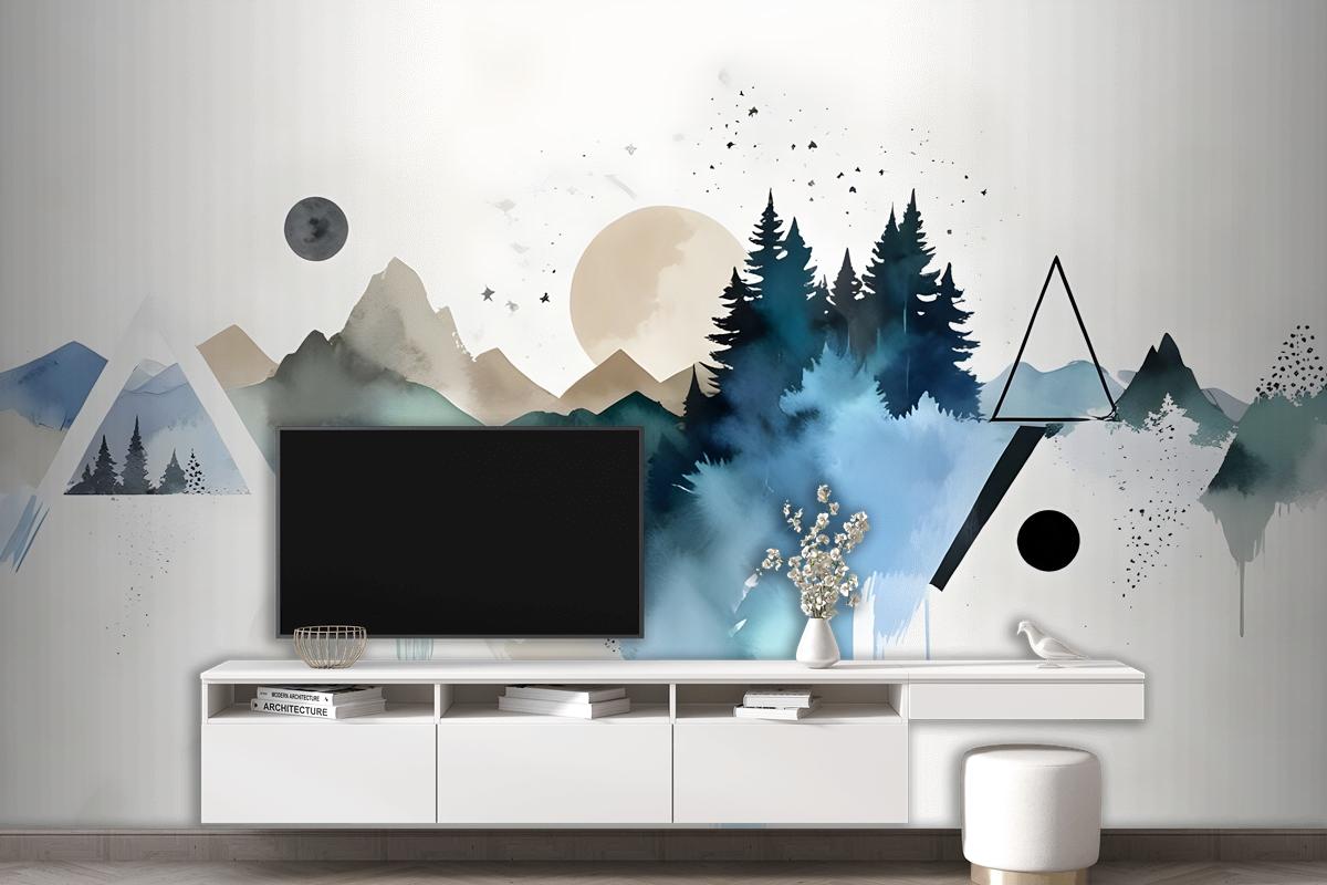 Forest Geometric Pattern Wallpaper Mural