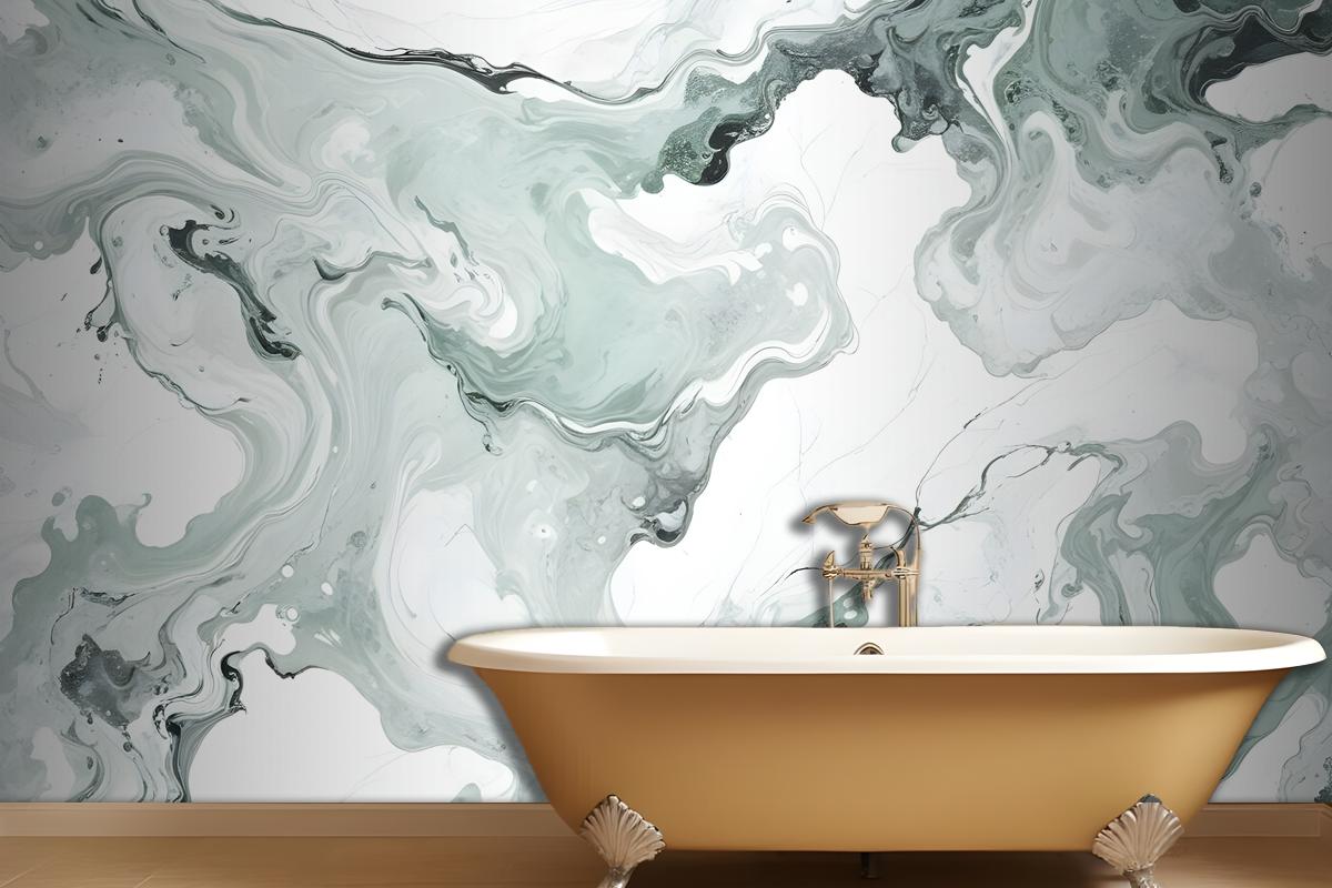 Green Marbleized Wallpaper Mural