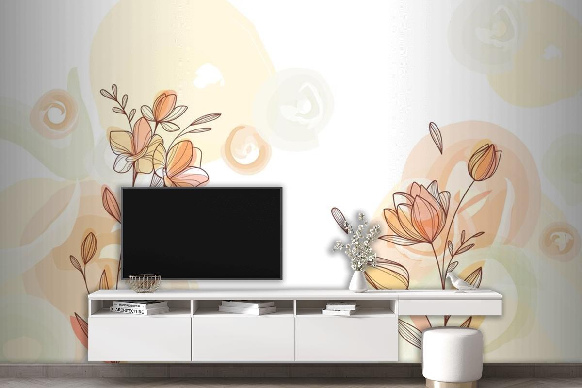 Hand Drawn Flowers Background Wallpaper Mural