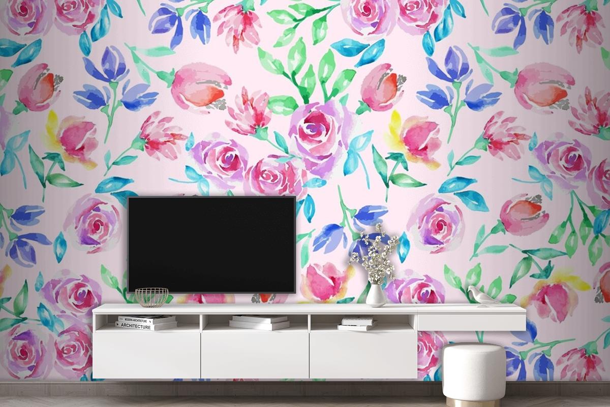 Hand Drawn Small Flowers Pattern Wallpaper Mural