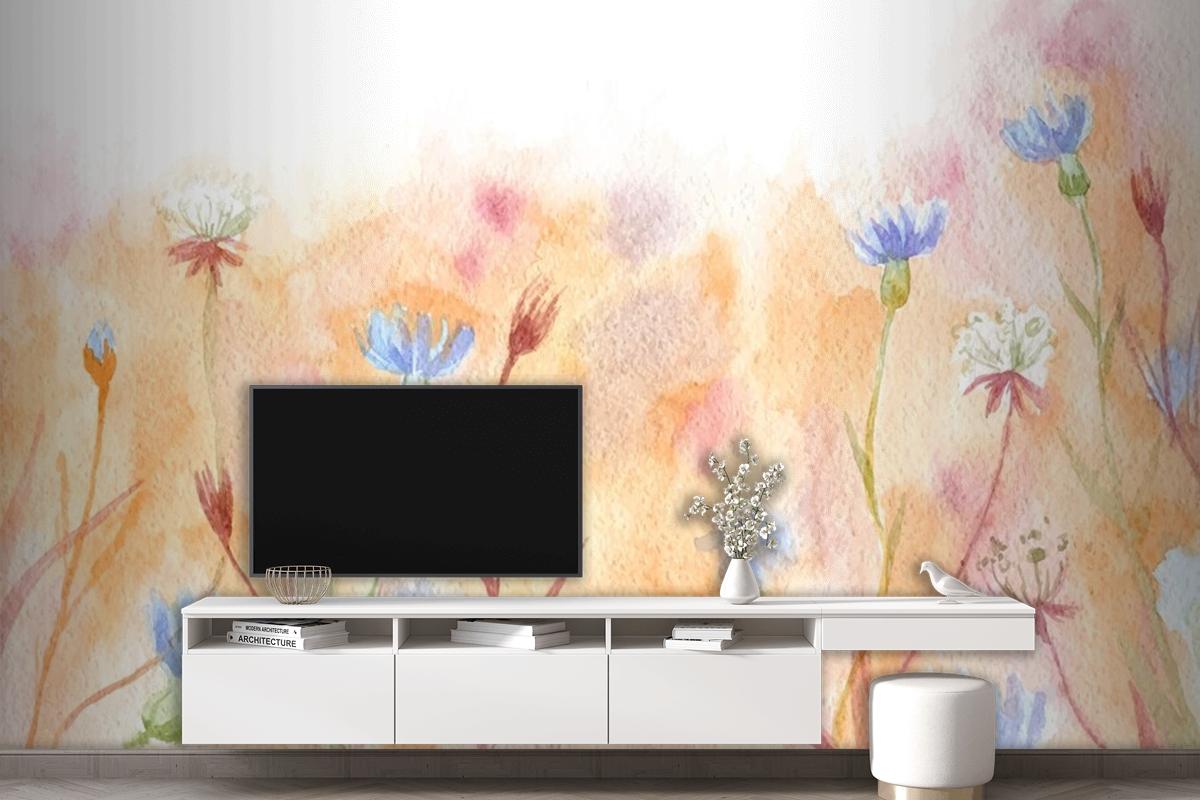 Hand Painted Watercolor Nature Wallpaper Mural