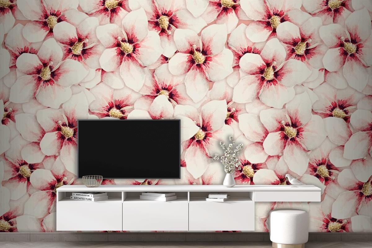 Hibiscus Flower Pattern Background Wallpaper Mural