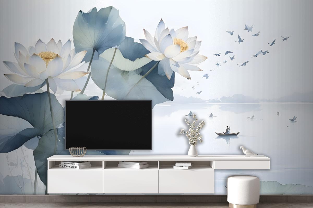 Lotus Floral Art Wallpaper Mural