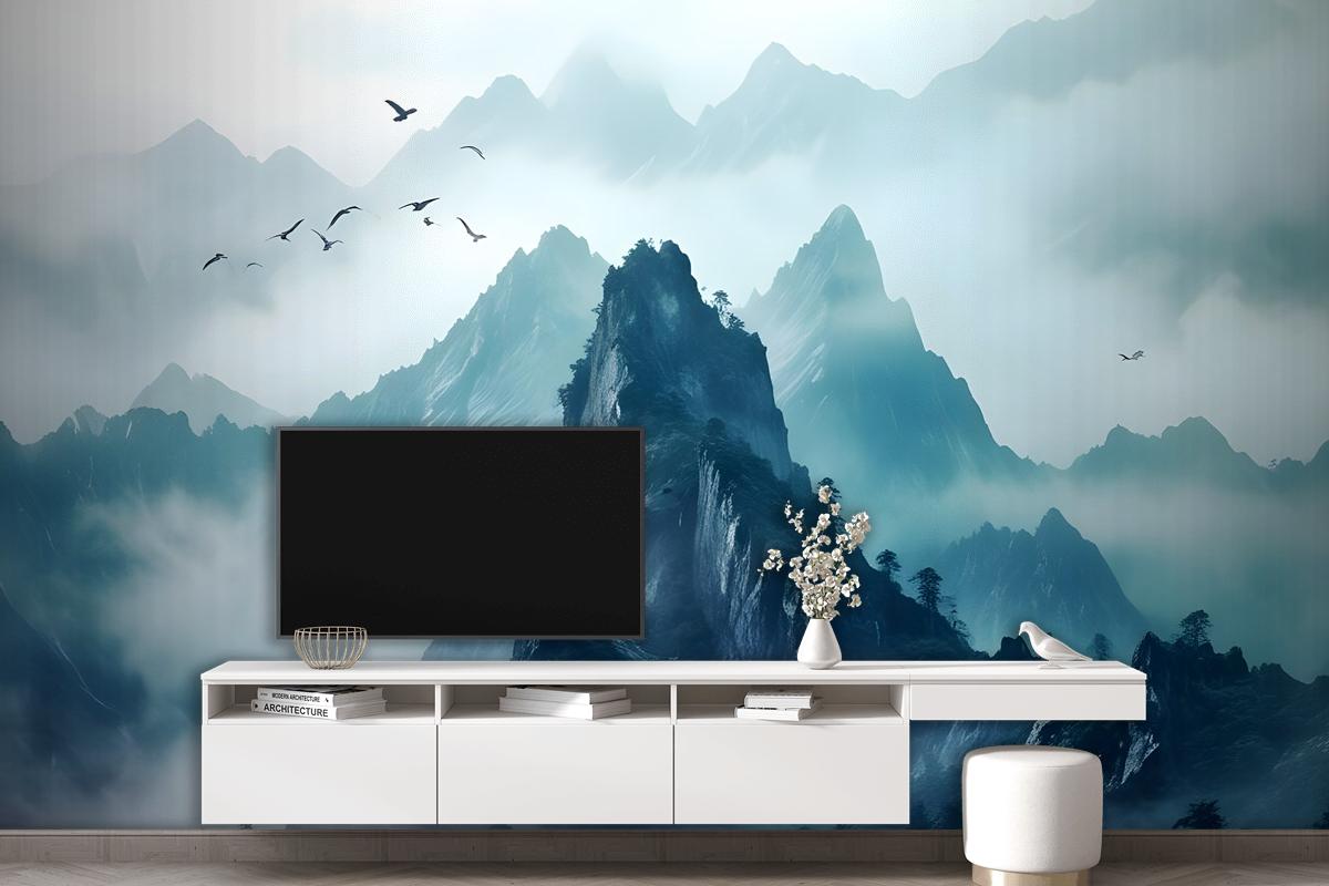 Misty Mountain Landscape Wallpaper Mural