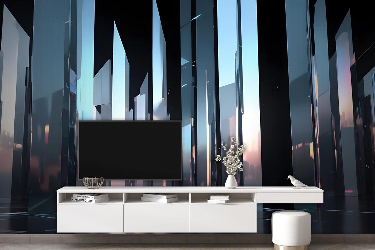 Modern Flat Black And White Bright And Reflective Atmosphere Light Effects Wallpaper Mural