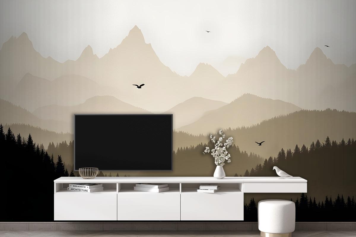 Mountain Landscape Silhouette Wallpaper Mural