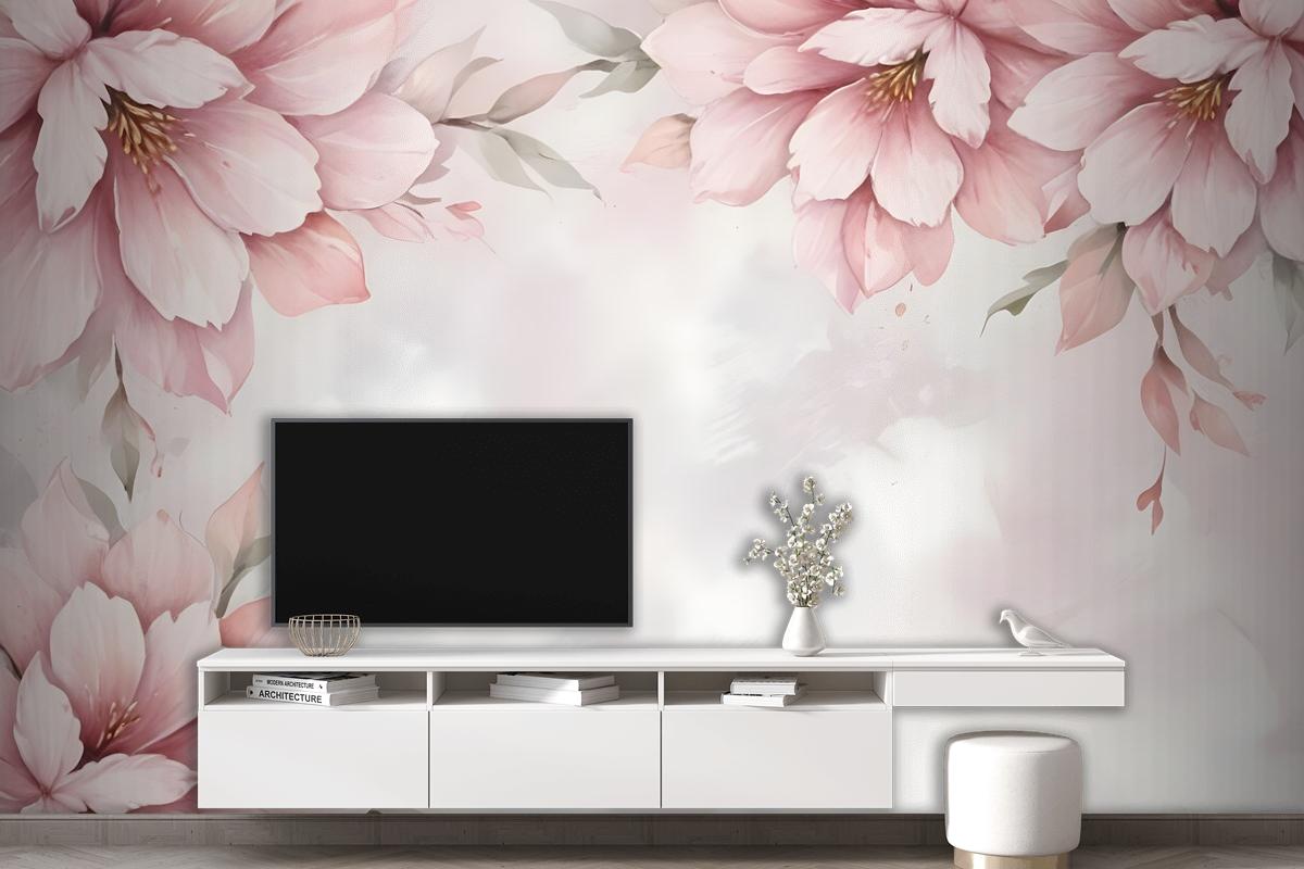 Pastel Pink Flower Wallpaper Mural