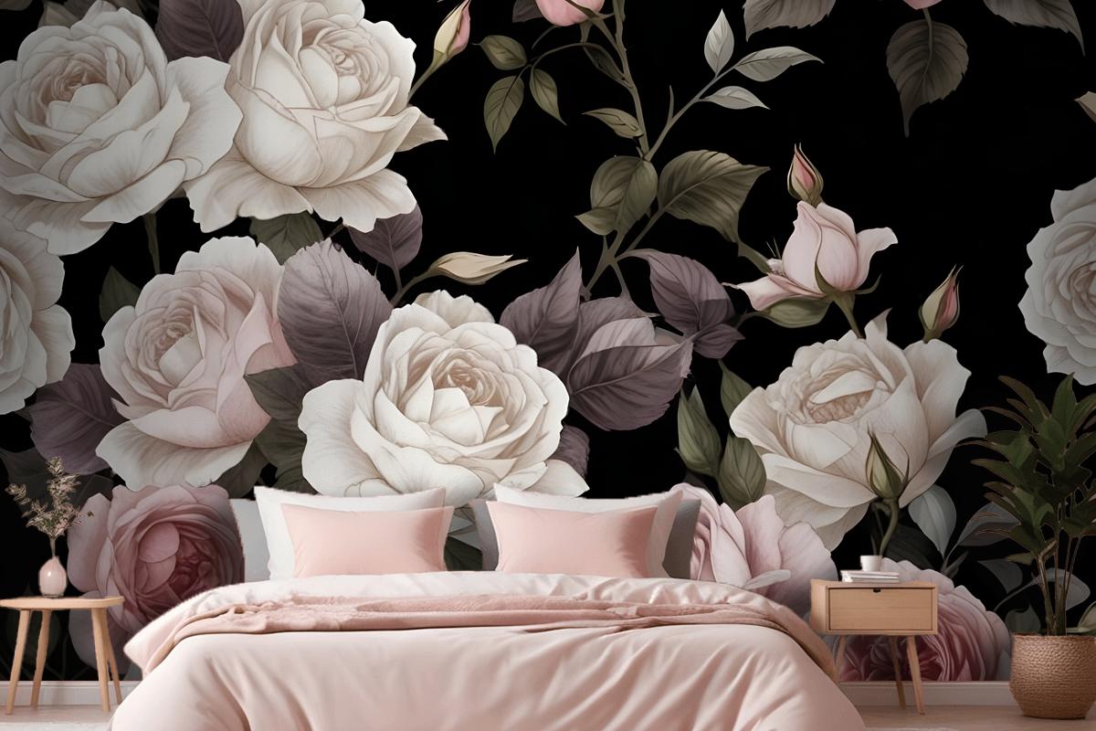 Purple & Pink Dark Floral Wallpaper Mural