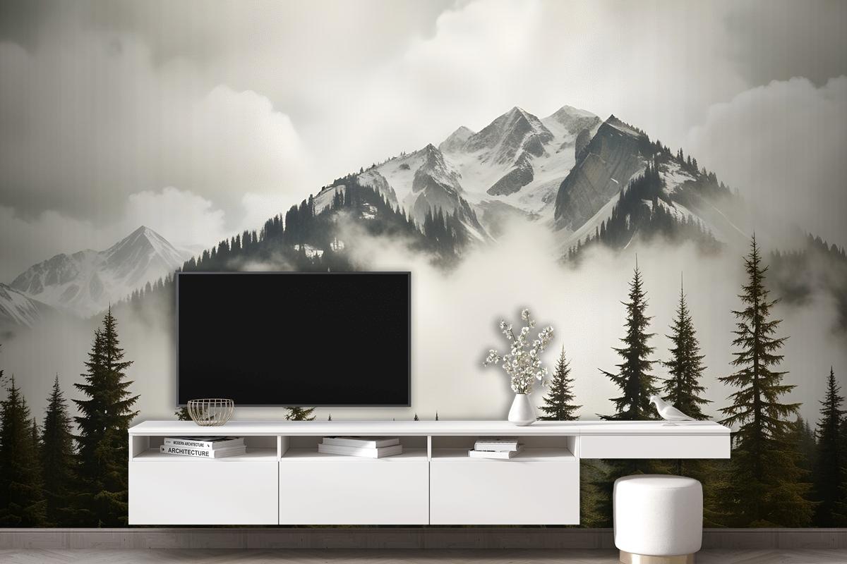Snowy Mountain Landscape Wallpaper Mural
