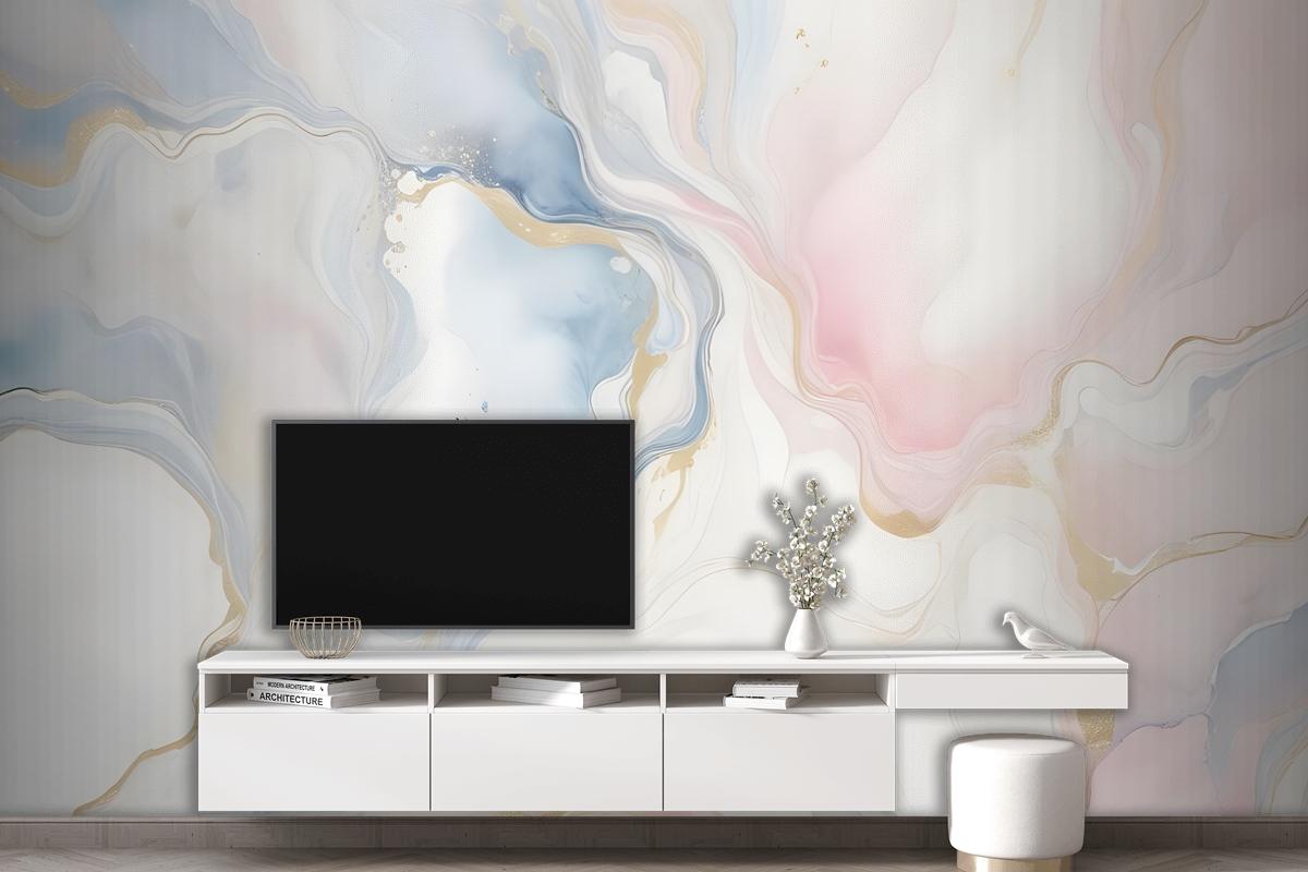 Soft Neutral Abstract Marble Art Wallpaper Mural