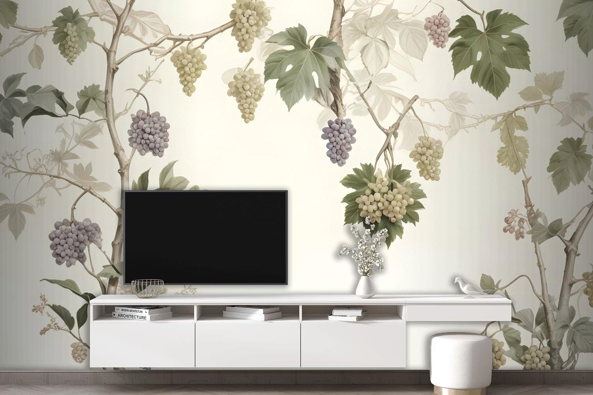 Soft Tropical Grape Trees And Durian Fruits Wallpaper Mural