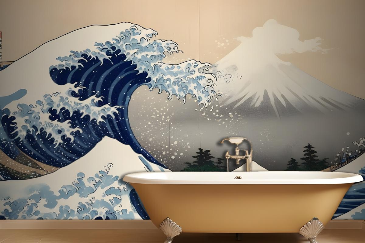 The Great Wave Off Kanagawa By Hokusai Wallpaper Mural