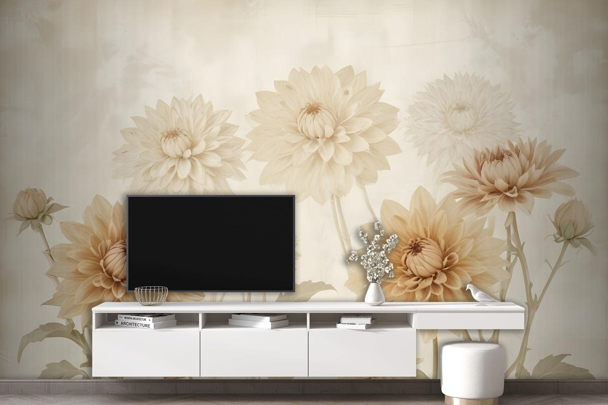 Vintage Dahlia Flower Wallpaper Mural
