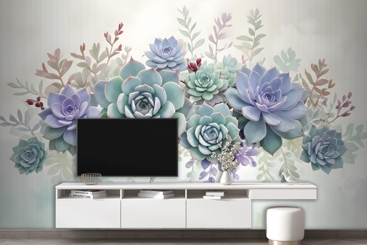 Vintage Purple Flowers Wallpaper Mural