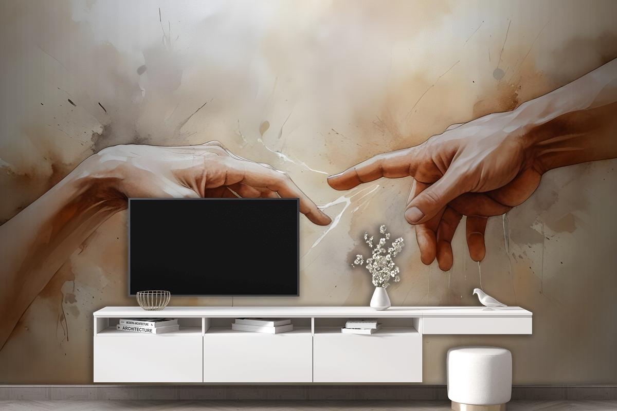 Watercolor Abstract Hands Wallpaper Mural