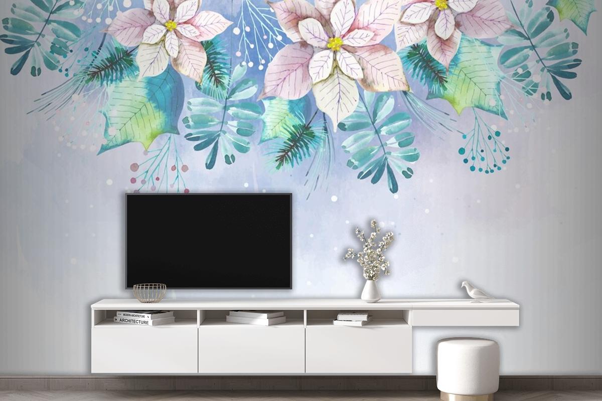 Watercolor Christmas Background Theme Wallpaper Mural