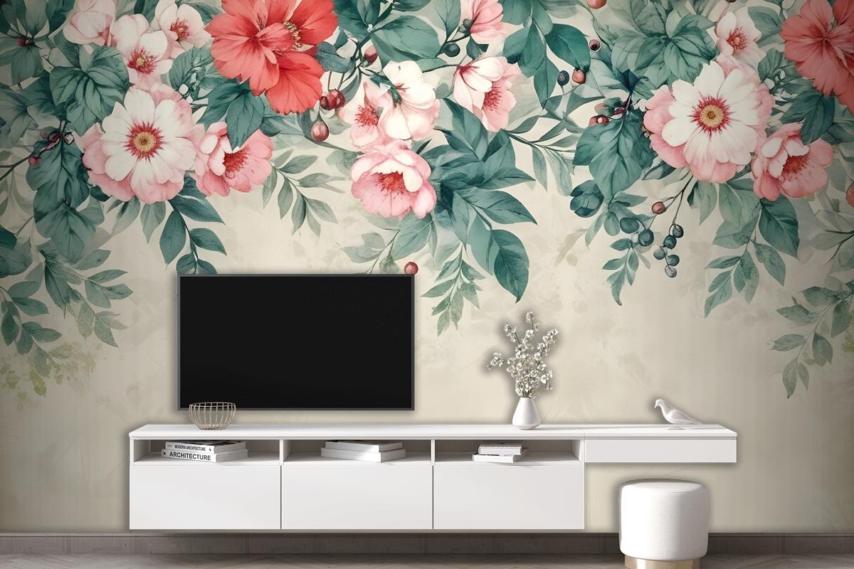 Watercolor Floral Wallpaper Mural