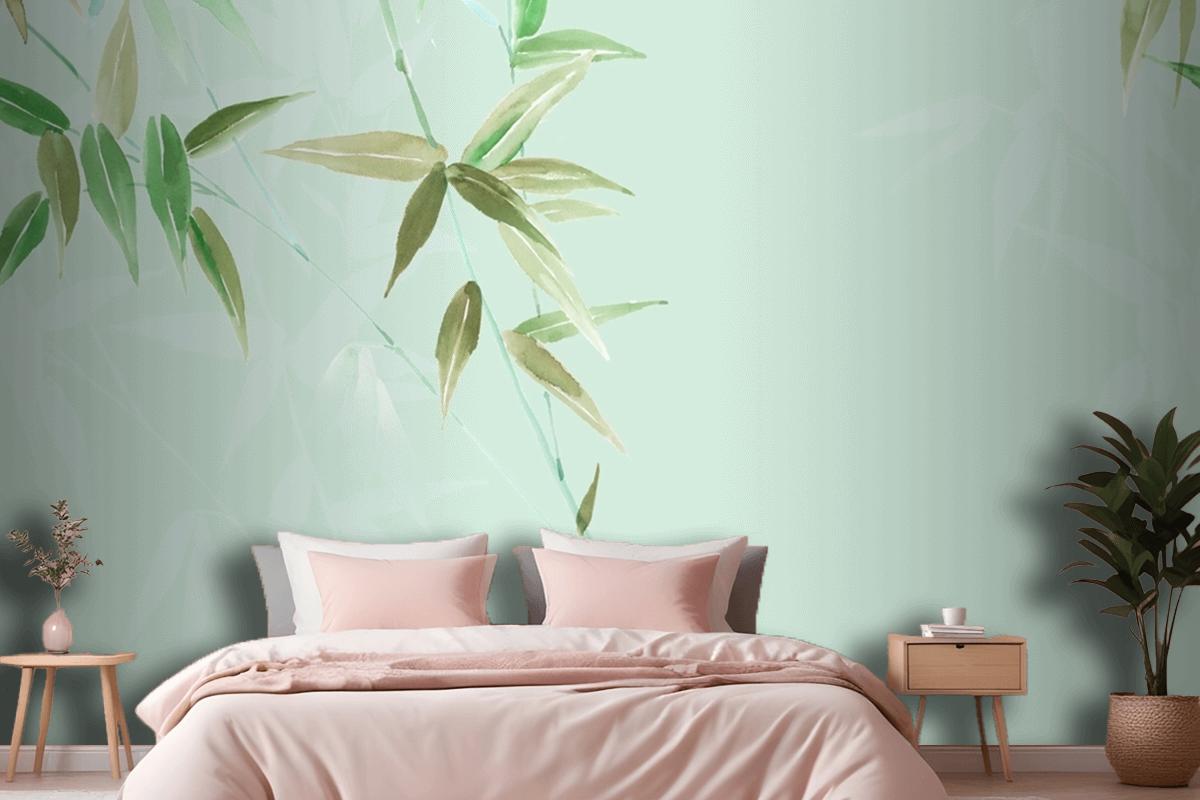 Watercolor Flowers Peacock Phoenix Rose Peony Animals Bedroom Wallpaper Mural