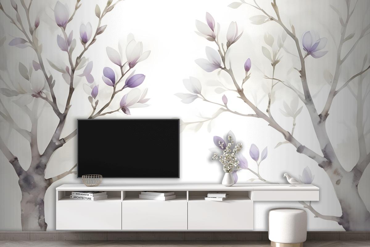 Watercolor Magnolia Floral Wallpaper Mural