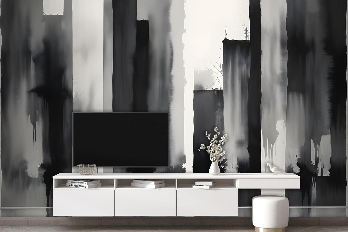 Watercolor Painting Black And White Architecture Wallpaper Mural