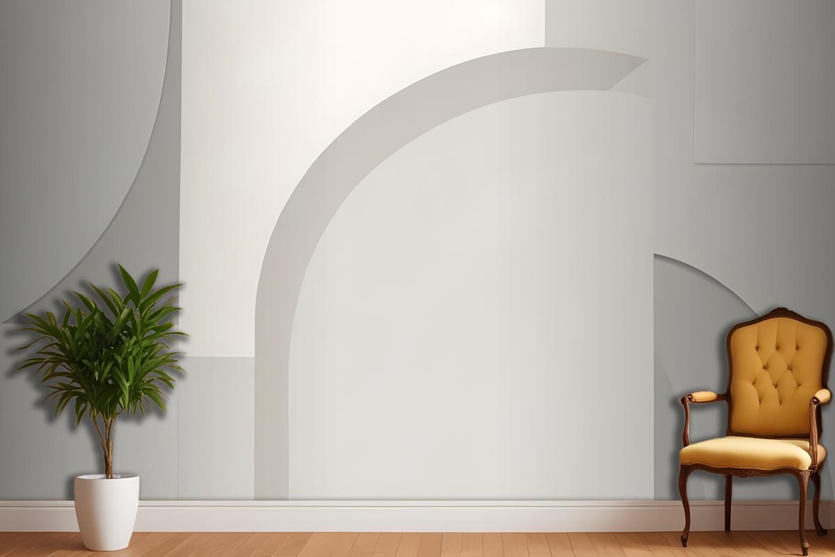 White And Neutral Abstract Shapes Wallpaper Mural
