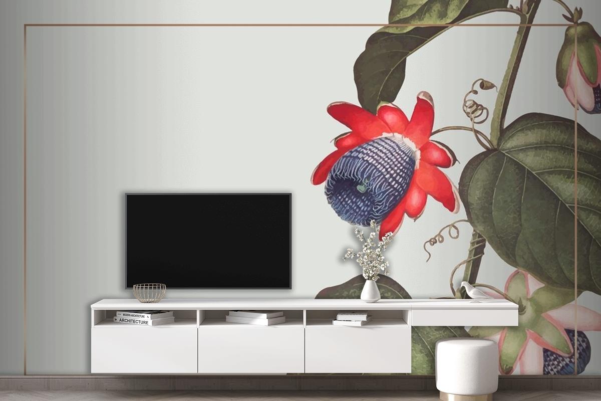 The Winged Passion Flower Rectangle Frame Wallpaper Mural