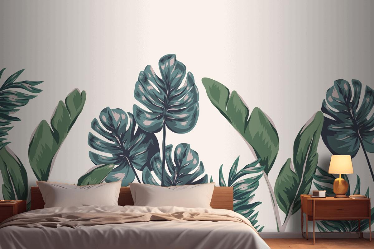 Tropical Foliage Mural Bedroom Wallpaper Mural