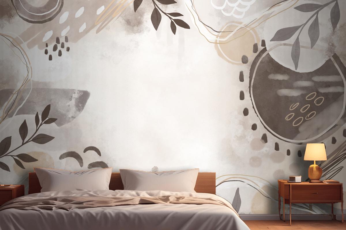 Watercolor Neutral Earth Tones Bedroom Wallpaper Mural