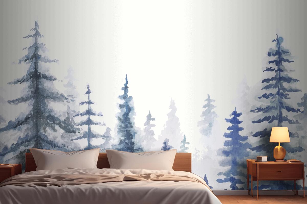 Hand Painted Watercolor Nature Background Bedroom Wallpaper Mural