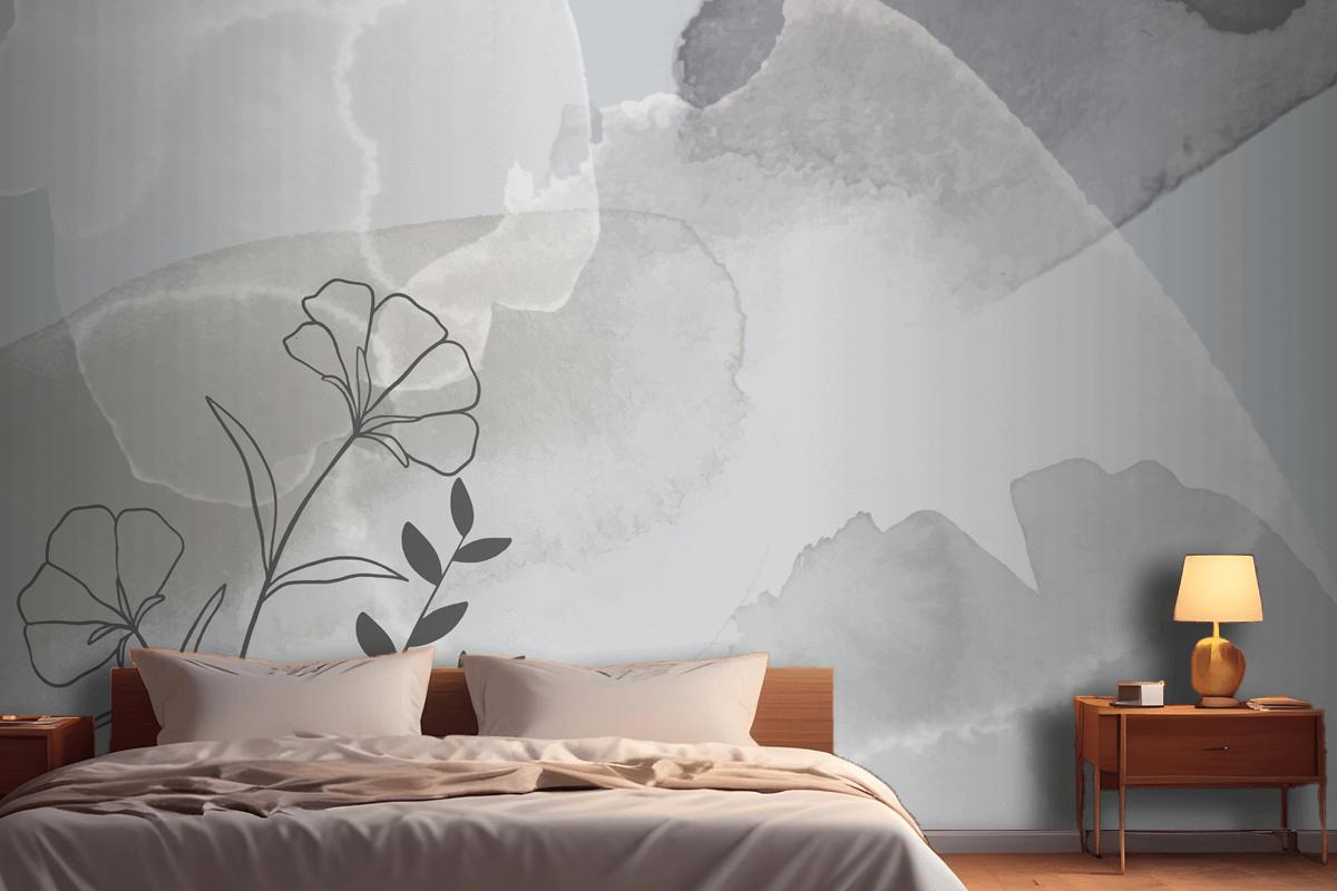 Watercolor Hand Drawn Background With Flowers Bedroom Wallpaper Mural