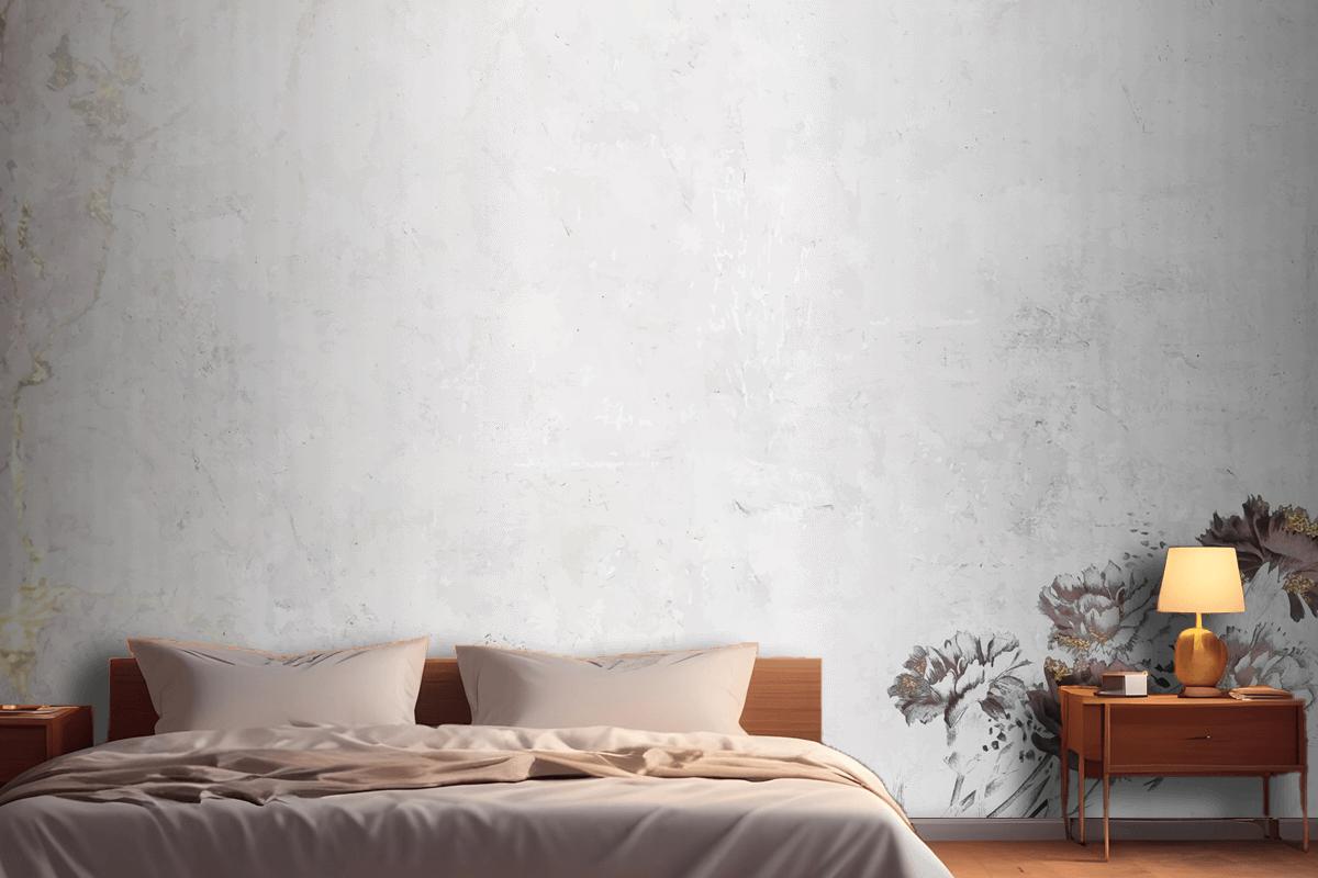 Blank Floral Shimmering Bedroom Wallpaper Mural