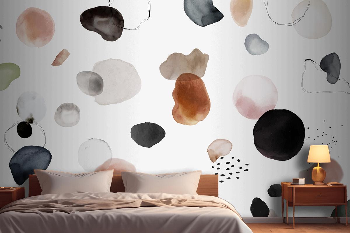 Colorful Watercolor Stain Badge Set Bedroom Wallpaper Mural