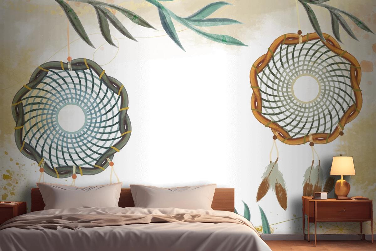 Watercolor Boho Background Bedroom Wallpaper Mural