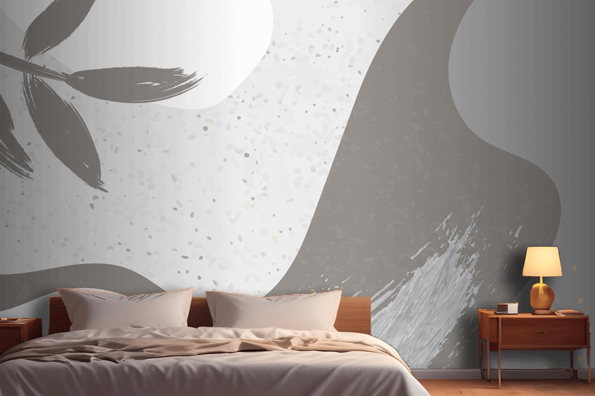 Grayish Botanical Memphis Pattern Background Bedroom Wallpaper Mural