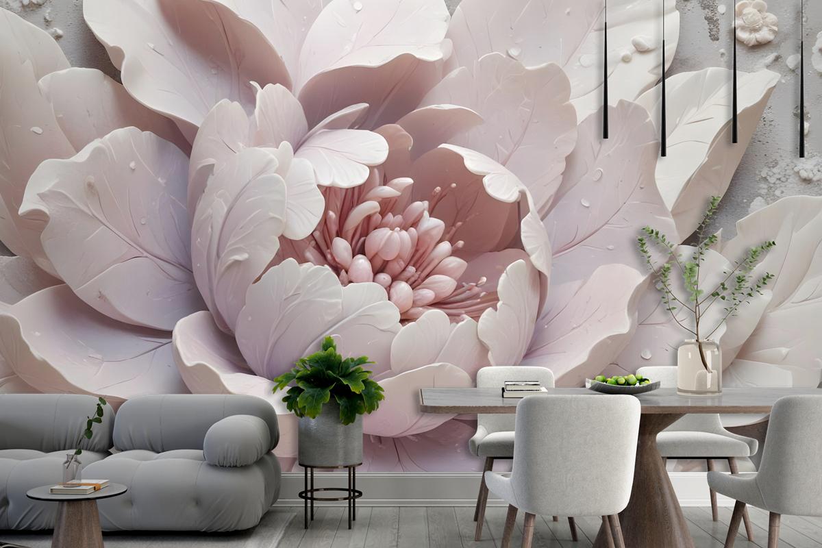 3D Look Soft Floral Wallpaper Mural