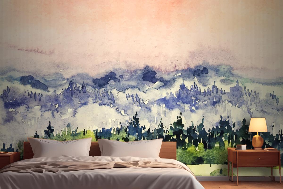 Abstract Watercolor Landscape Background Bedroom Wallpaper Mural