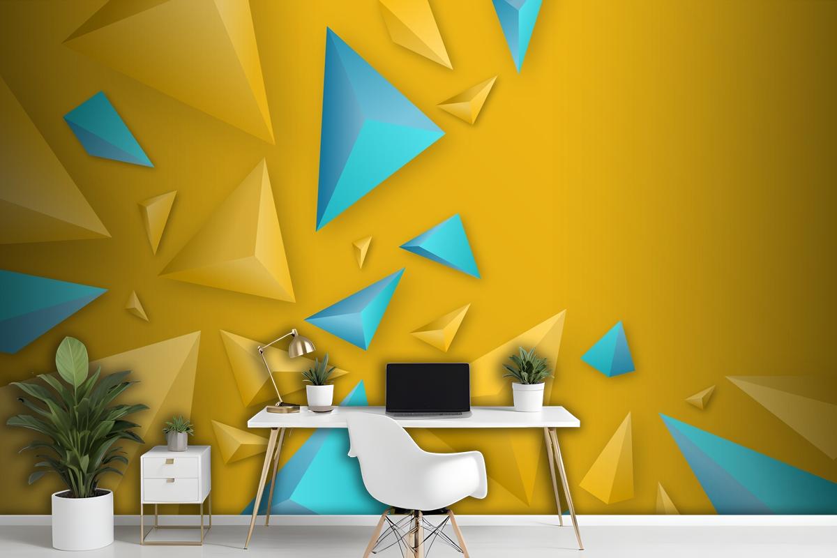 3D Triangle Background With Vivid Colors Wallpaper Mural