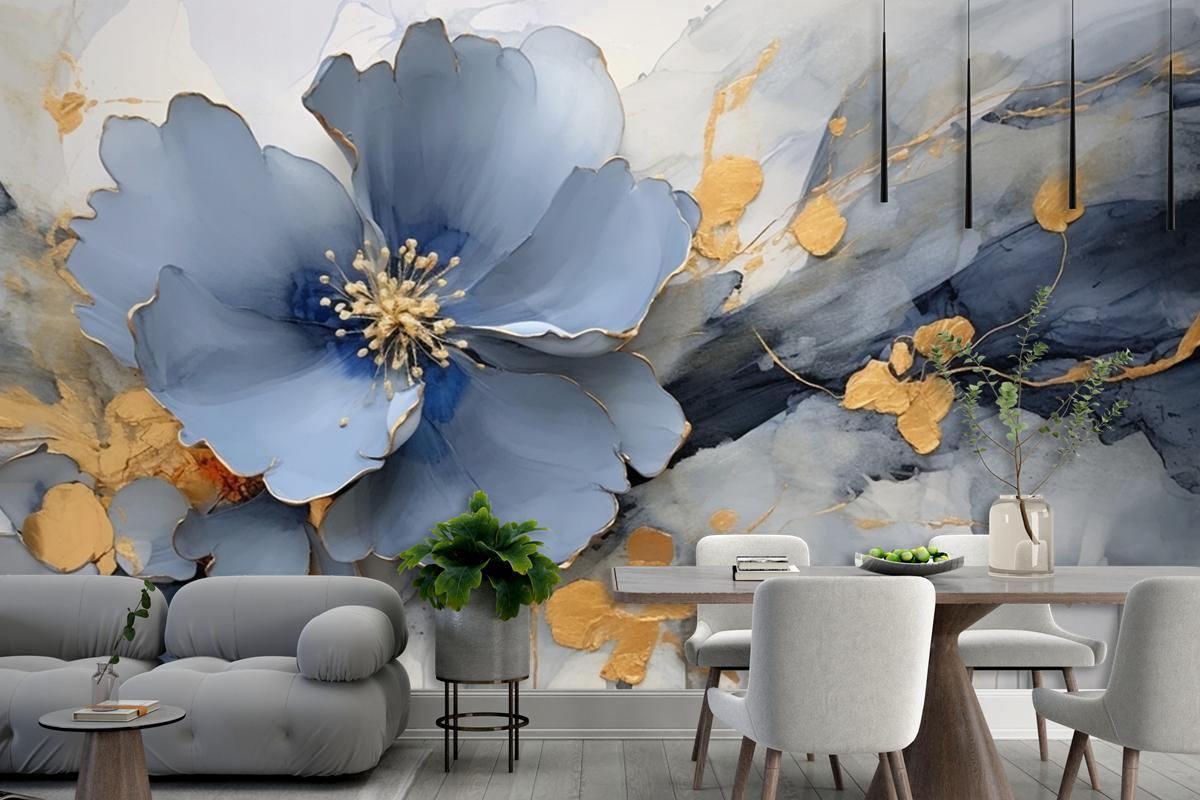 Abstract Artistic Background Retro Nostalgic Golden Brushstrokes Wallpaper Mural